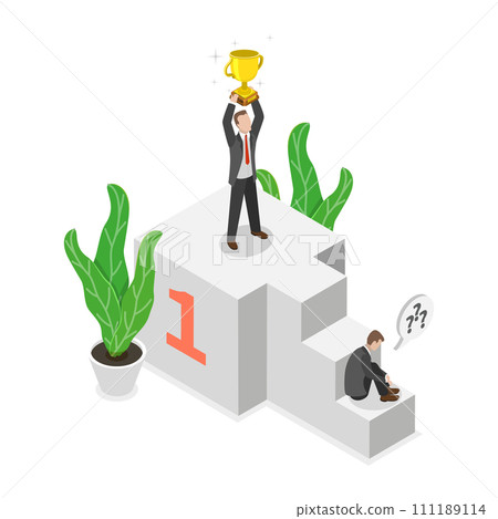 3D Isometric Flat  Conceptual Illustration of Imposter Syndrome 111189114