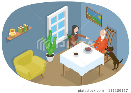 3D Isometric Flat Conceptual Illustration of Caregiver 3D Isometric Flat Conceptual Illustration of Caregiver 111189117