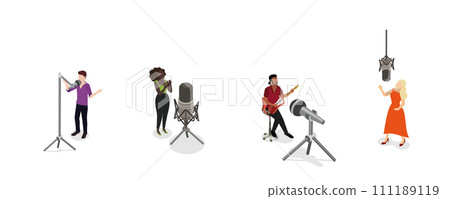 3D Isometric Flat Set of Talented Singers 3D Isometric Flat Set of Talented Singers 111189119