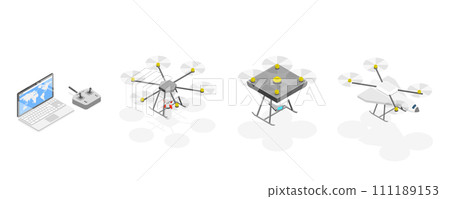 3D Isometric Flat Set of Military Drones 3D Isometric Flat Set of Military Drones 111189153