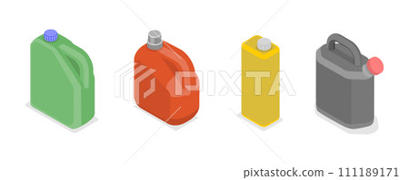 3D Isometric Flat  Set of Blank Plastic Canister 111189171