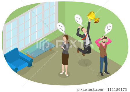 3D Isometric Flat Conceptual Illustration of Jealousy 3D Isometric Flat Conceptual Illustration of Jealousy 111189173