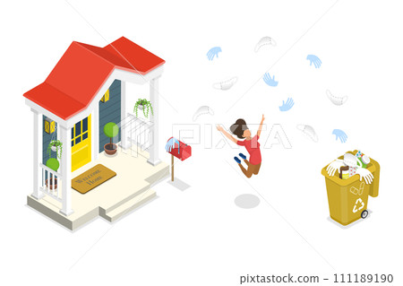 3D Isometric Flat  Conceptual Illustration of End Of Quarantine 111189190