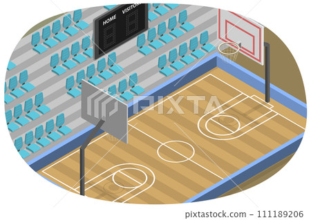 3D Isometric Flat  Conceptual Illustration of Basketball Stadium 111189206