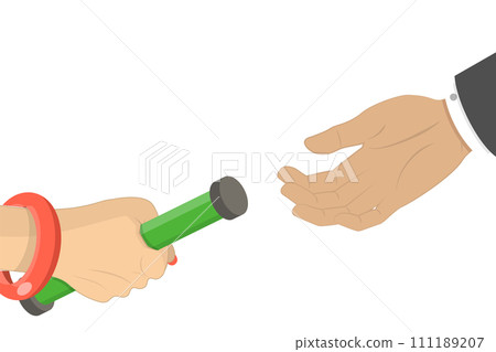 3D Isometric Flat  Conceptual Illustration of Passing Relay Baton 111189207