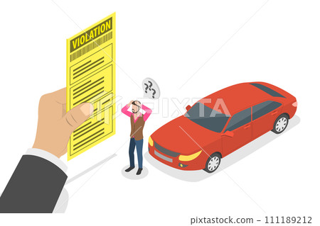 3D Isometric Flat  Conceptual Illustration of Violation Ticket 111189212