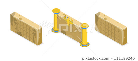 3D Isometric Flat Set of Egypt Ancient Walls 3D Isometric Flat Set of Egypt Ancient Walls 111189240