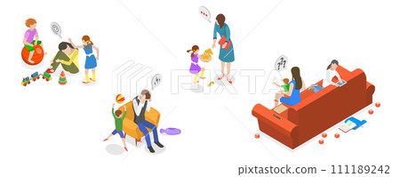 3D Isometric Flat Conceptual Illustration of ADHD Problem 3D Isometric Flat Conceptual Illustration of ADHD Problem 111189242