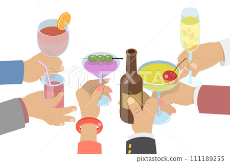 3D Isometric Flat  Conceptual Illustration of Cheers 111189255