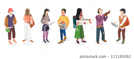 3D Isometric Flat Conceptual Illustration of Modern Students 3D Isometric Flat Conceptual Illustration of Modern Students 111189262