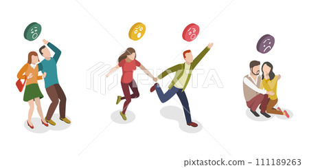 3D Isometric Flat Set of Frightened People 3D Isometric Flat Set of Frightened People 111189263