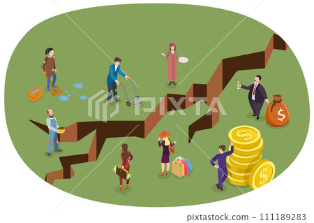 3D Isometric Flat Conceptual Illustration of Social Inequality 3D Isometric Flat Conceptual Illustration of Social Inequality 111189283