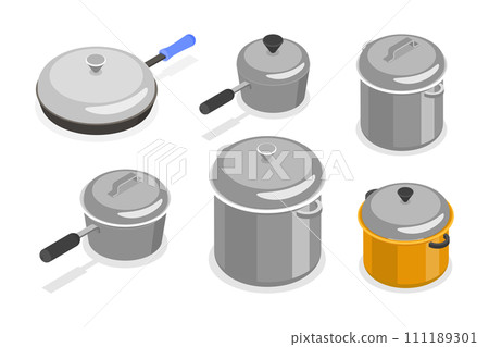 3D Isometric Flat Set of Kitchenware 3D Isometric Flat Set of Kitchenware 111189301