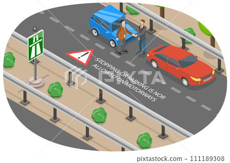 3D Isometric Flat  Conceptual Illustration of Highway Parking Denial 111189308