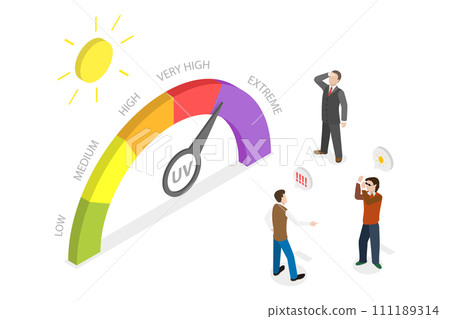 3D Isometric Flat  Conceptual Illustration of UV Index 111189314