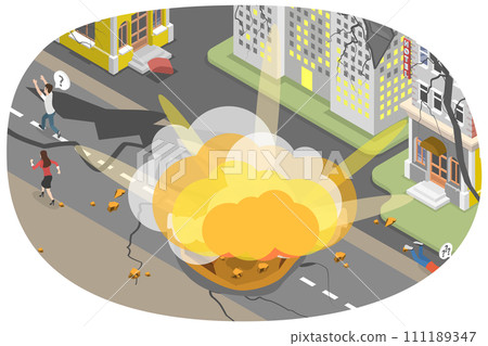 3D Isometric Flat Conceptual Illustration of War 3D Isometric Flat Conceptual Illustration of War 111189347