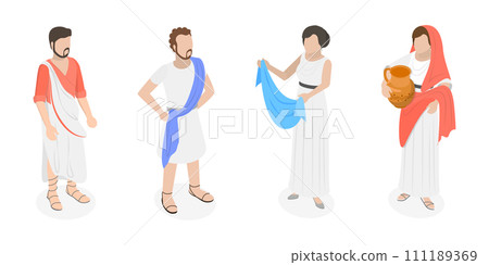 3D Isometric Flat Set of Roman People 3D Isometric Flat Set of Roman People 111189369