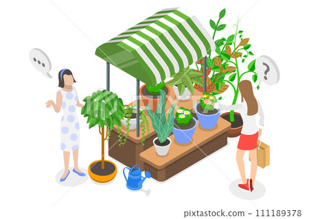 3D Isometric Flat Conceptual Illustration of Florist 3D Isometric Flat Conceptual Illustration of Florist 111189378