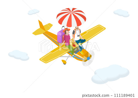 3D Isometric Flat  Conceptual Illustration of Abroad Vacation 111189401