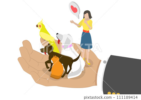 3D Isometric Flat Conceptual Illustration of Pets Insurance 3D Isometric Flat Conceptual Illustration of Pets Insurance 111189414