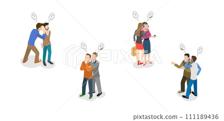 3D Isometric Flat Set of Gossips 3D Isometric Flat Set of Gossips 111189436