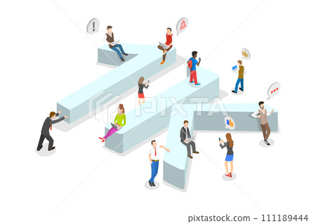 3D Isometric Flat Conceptual Illustration of 1K Followers 3D Isometric Flat Conceptual Illustration of 1K Followers 111189444