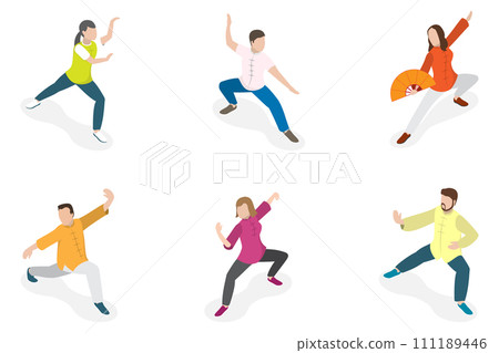 3D Isometric Flat  Set of Tai Chi 111189446