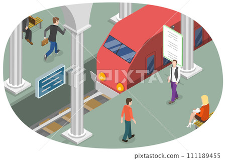 3D Isometric Flat Conceptual Illustration of Metro Station 3D Isometric Flat Conceptual Illustration of Metro Station 111189455
