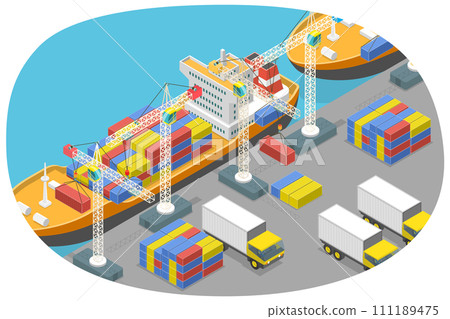 3D Isometric Flat Conceptual Illustration of Maritime Port 3D Isometric Flat Conceptual Illustration of Maritime Port 111189475
