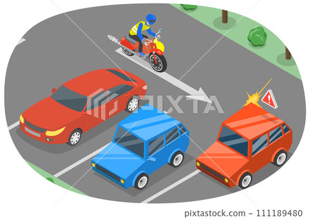 3D Isometric Flat  Conceptual Illustration of Rear End Hit 111189480