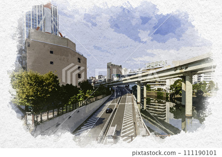 水彩風格大手町神田橋 JCT 東京千代田區 111190101
