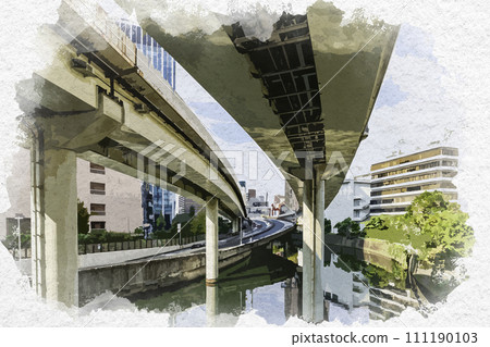 水彩風格大手町神田橋 JCT 東京千代田區 111190103