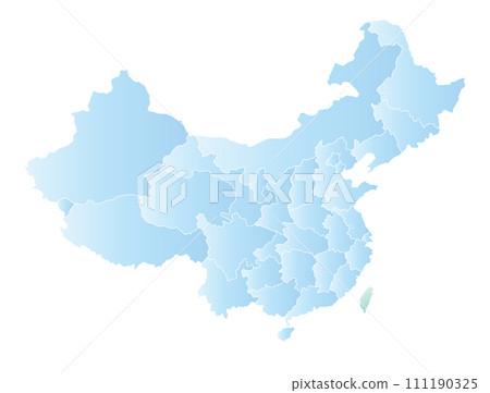 中國和台灣地圖設計，淺藍色，有省（市/區）邊界 111190325