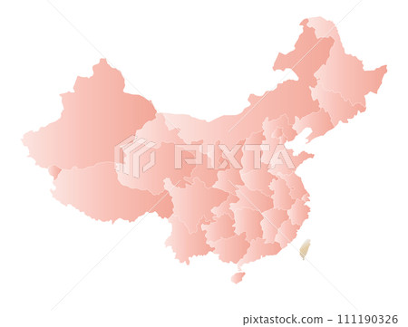 中國和台灣地圖設計，櫻桃色，有省（市/區）邊界 111190326