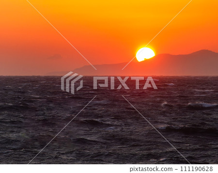從野島崎看到太平洋的動態日落景觀，風大浪急 111190628