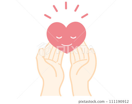 Hands 2-3 holding a heart with both arms outstretched Simple 111190912