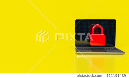 The laptop and red master key for it security concept 3d rendering. 111191489
