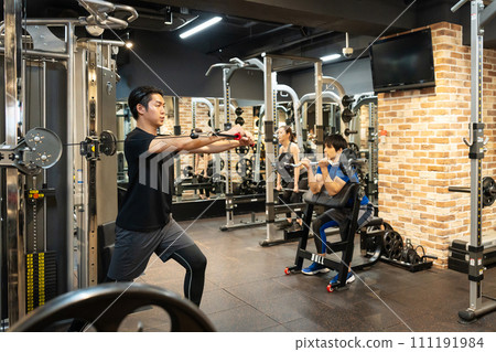 Gym muscle training weight training 111191984