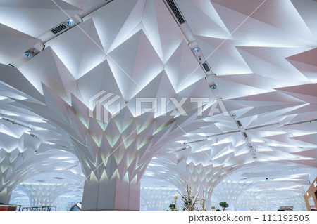 Nov 26 2023 Modern building with light historic details, architectural lines 111192505
