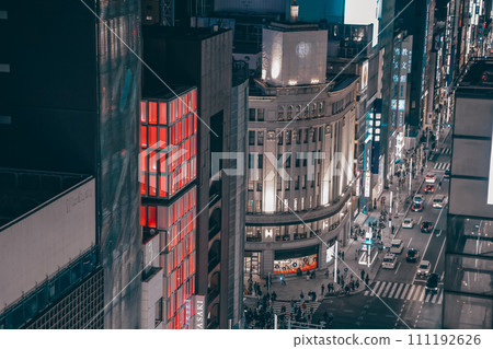 Nov 26 2023 urban city night view in ginza, tokyo, Japan 111192626