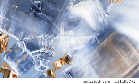 Dynamic composition close-up with cubes. Bokeh, motion blur effect. Technology style. Dynamic composition close-up with cubes. Bokeh, motion blur effect. Technology style. 111192772