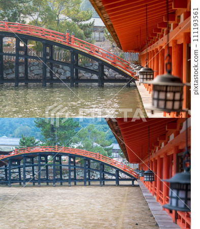 Itsukushima Shrine low tide and high tide Sorihashi Itsukushima Shrine low tide and high tide Sorihashi 111193561