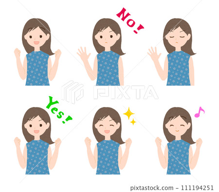 一個女孩用手勢的插圖 5-插圖素材 [111194251] - PIXTA圖庫