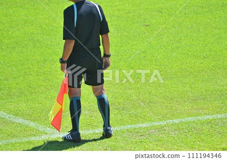 Youth soccer referee (assistant referee with flag) 111194346