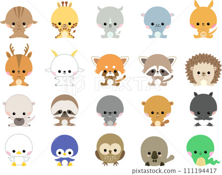 適合幼兒的可愛動物插圖集 111194417