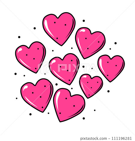 Vector icon heart for Valentine day. Flat design element collection. For greeting card 111196281
