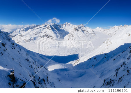 Aletsch glacier at the winter time. Switzerland. Winter mountain landscape. 111196391
