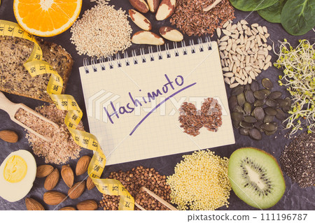 Notepad with inscription hashimoto, best ingredients or products for healthy thyroid Notepad with inscription hashimoto, best ingredients or products for healthy thyroid 111196787