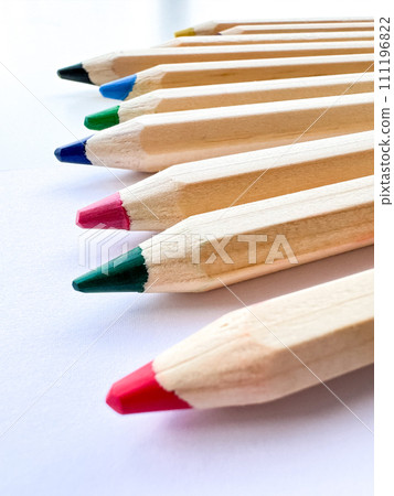 Wooden colorful ordinary pencils isolated on a white background 111196822