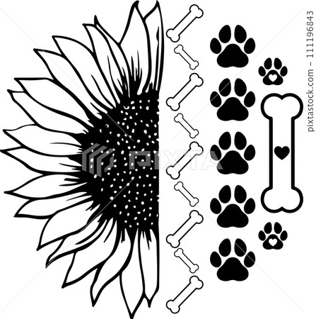 Sunflower Dog Paw, Dog, Animal, Pet, Vector Illustration File Sunflower Dog Paw, Dog, Animal, Pet, Vector Illustration File 111196843